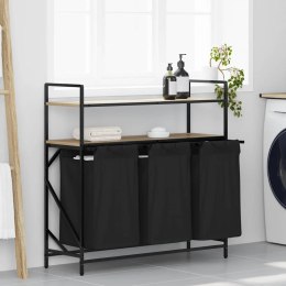 KOSZ NA PRANIE 3 PRZEGRODY Z PÓŁKAMI DĄB SONOMA