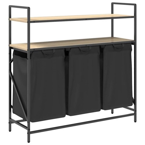 KOSZ NA PRANIE 3 PRZEGRODY Z PÓŁKAMI DĄB SONOMA