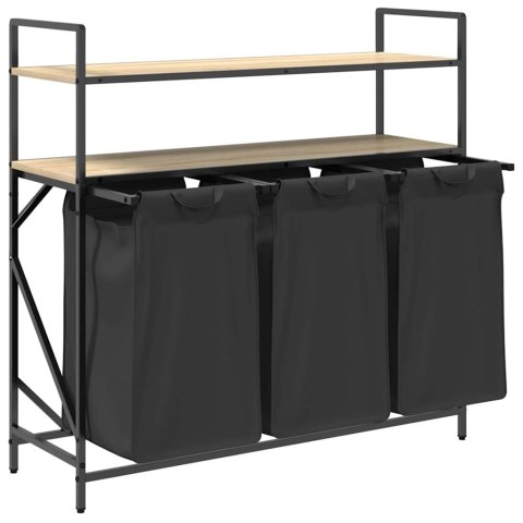 KOSZ NA PRANIE 3 PRZEGRODY Z PÓŁKAMI DĄB SONOMA