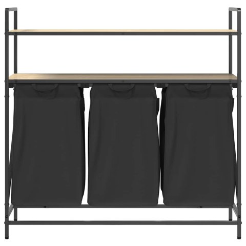 KOSZ NA PRANIE 3 PRZEGRODY Z PÓŁKAMI DĄB SONOMA