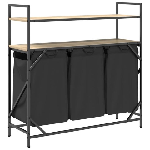 KOSZ NA PRANIE 3 PRZEGRODY Z PÓŁKAMI DĄB SONOMA