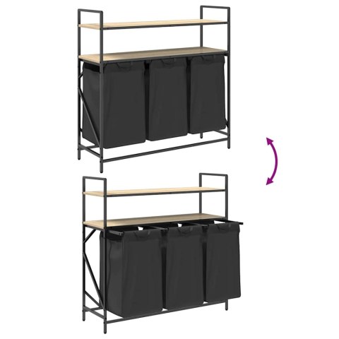 KOSZ NA PRANIE 3 PRZEGRODY Z PÓŁKAMI DĄB SONOMA