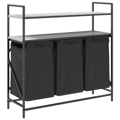 KOSZ NA PRANIE 3 PRZEGRODY Z PÓŁKAMI SZARY DĄB SONOMA