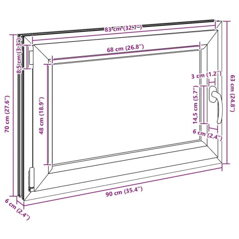 OKNO PIWNICZNE RISOR 90X70CM UCHYLNO-ROZWIERNE DIN LEWE BIAŁE