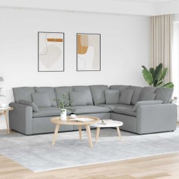 SOFA MODUŁOWA Z PODUSZKAMI TKANINA JASNOSZARA