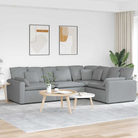 SOFA MODUŁOWA Z PODUSZKAMI TKANINA JASNOSZARA