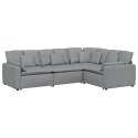 SOFA MODUŁOWA Z PODUSZKAMI TKANINA JASNOSZARA