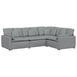 SOFA MODUŁOWA Z PODUSZKAMI TKANINA JASNOSZARA