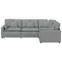 SOFA MODUŁOWA Z PODUSZKAMI TKANINA JASNOSZARA