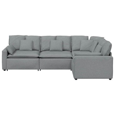 SOFA MODUŁOWA Z PODUSZKAMI TKANINA JASNOSZARA