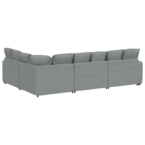 SOFA MODUŁOWA Z PODUSZKAMI TKANINA JASNOSZARA