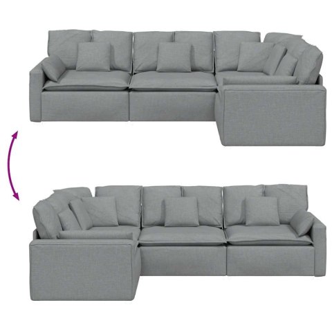 SOFA MODUŁOWA Z PODUSZKAMI TKANINA JASNOSZARA