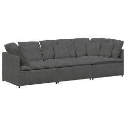 SOFA MODUŁOWA Z PODUSZKAMI TKANINA SZTRUKSOWA CIEMNOSZARA