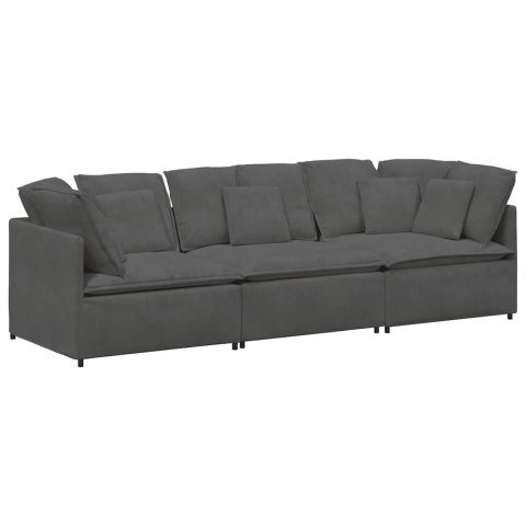 SOFA MODUŁOWA Z PODUSZKAMI TKANINA SZTRUKSOWA CIEMNOSZARA