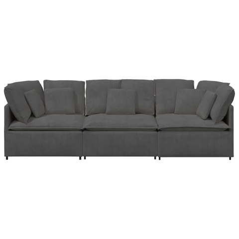 SOFA MODUŁOWA Z PODUSZKAMI TKANINA SZTRUKSOWA CIEMNOSZARA