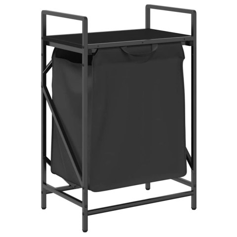 KOSZ NA PRANIE 1 KOMORA Z PÓŁKĄ CZARNY DĄB