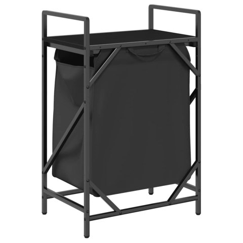 KOSZ NA PRANIE 1 KOMORA Z PÓŁKĄ CZARNY DĄB