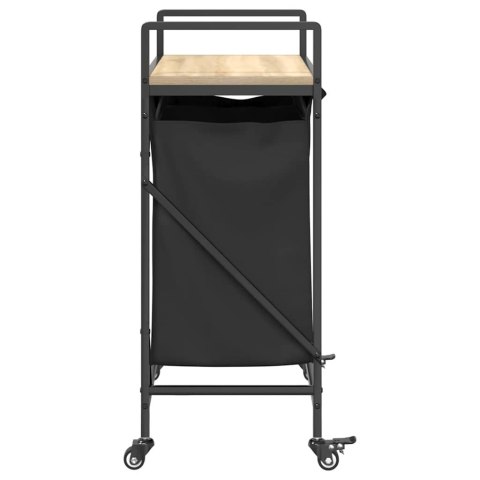 KOSZ NA PRANIE 2 PRZEGRODY Z KÓŁKAMI DĄB SONOMA