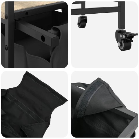 KOSZ NA PRANIE 2 PRZEGRODY Z KÓŁKAMI DĄB SONOMA