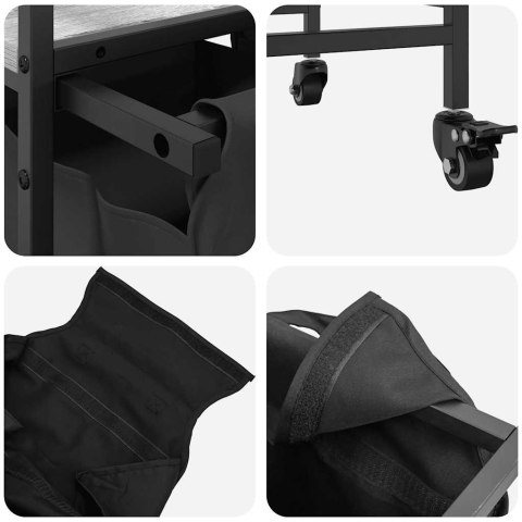 KOSZ NA PRANIE 2 PRZEGRODY Z KÓŁKAMI SZARY DĄB SONOMA