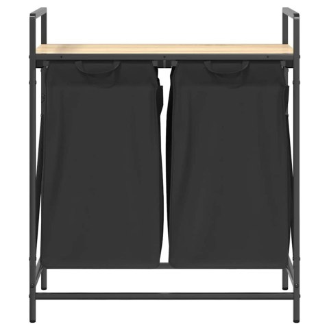 KOSZ NA PRANIE 2 PRZEGRODY Z PÓŁKĄ DĄB SONOMA