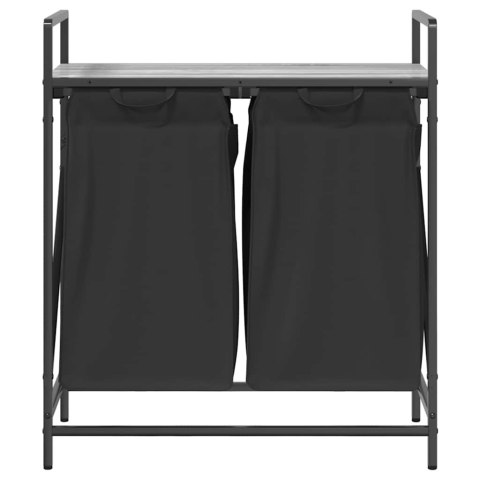 KOSZ NA PRANIE 2 PRZEGRODY Z PÓŁKĄ SZARY DĄB SONOMA