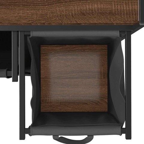 KOSZ NA PRANIE 3 PRZEGRODY Z KÓŁKAMI BRĄZOWY DĄB