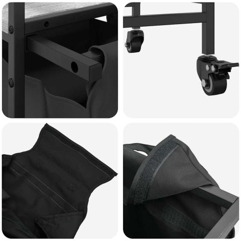 KOSZ NA PRANIE 3 PRZEGRODY Z KÓŁKAMI SZARY DĄB SONOMA