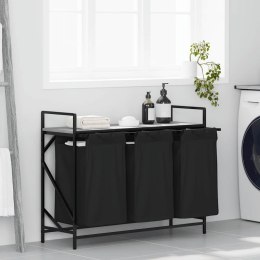 KOSZ NA PRANIE 3 PRZEGRODY Z PÓŁKĄ SZARY DĄB SONOMA