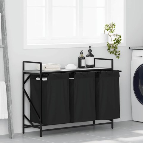 KOSZ NA PRANIE 3 PRZEGRODY Z PÓŁKĄ SZARY DĄB SONOMA