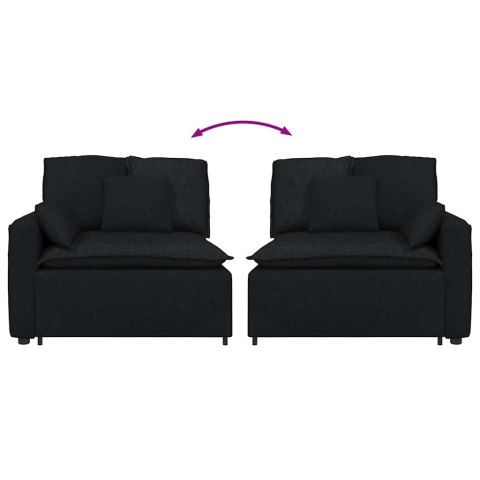 MODUŁOWY PODŁOKIETNIK SOFY MODUŁOWEJ Z PODUSZKAMI CZARNY 100CM