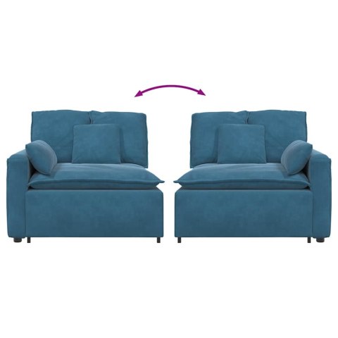 MODUŁOWY PODŁOKIETNIK SOFY MODUŁOWEJ Z PODUSZKAMI NIEBIESKI