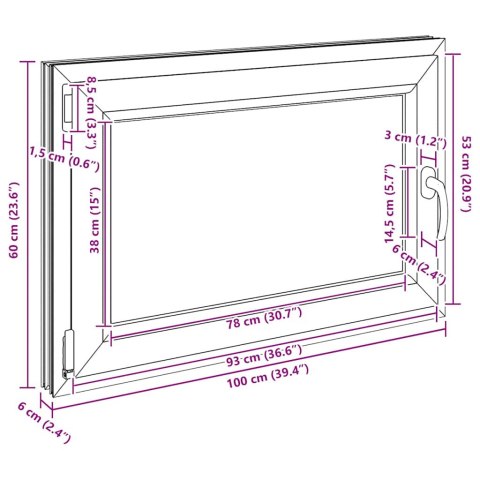 OKNO PIWNICZNE RISOR 60X100CM UCHYLNO-ROZWIERNE DIN LEWE