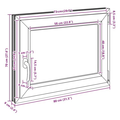 OKNO PIWNICZNE RISOR 80X70CM UCHYLNO-ROZWIERNE DIN PRAWE