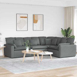 SOFA MODUŁOWA Z PODUSZKAMI TKANINA CIEMNOSZARA