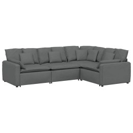 SOFA MODUŁOWA Z PODUSZKAMI TKANINA CIEMNOSZARA