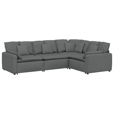 SOFA MODUŁOWA Z PODUSZKAMI TKANINA CIEMNOSZARA