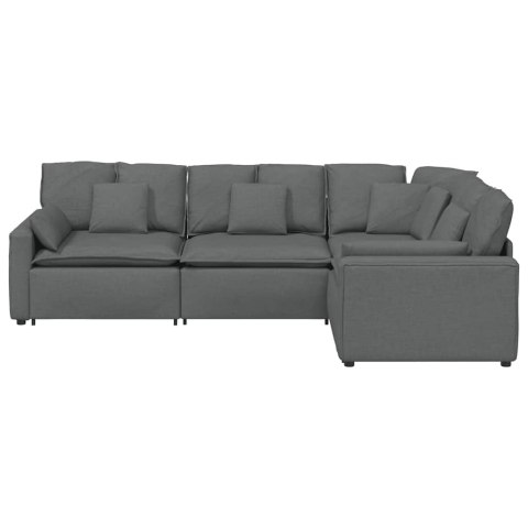 SOFA MODUŁOWA Z PODUSZKAMI TKANINA CIEMNOSZARA