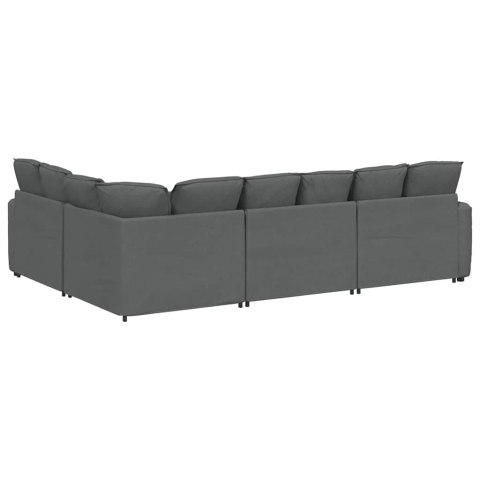 SOFA MODUŁOWA Z PODUSZKAMI TKANINA CIEMNOSZARA