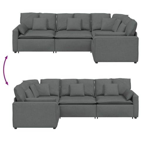 SOFA MODUŁOWA Z PODUSZKAMI TKANINA CIEMNOSZARA