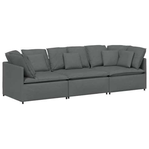 SOFA MODUŁOWA Z PODUSZKAMI TKANINA CIEMNOSZARA