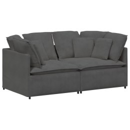 SOFA MODUŁOWA Z PODUSZKAMI TKANINA SZTRUKSOWA CIEMNOSZARA