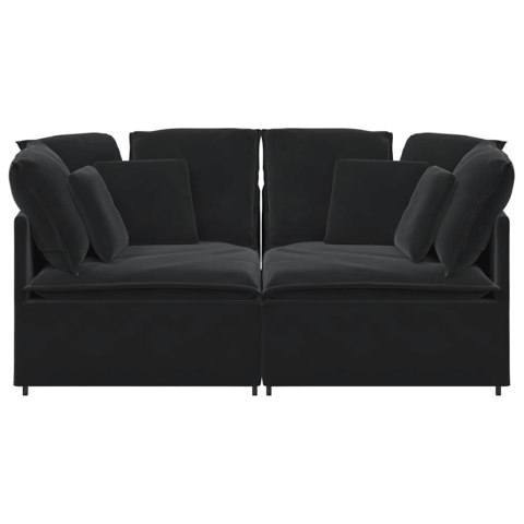 MODUŁOWA SOFA Z AKSAMITNYM SIEDZISKIEM KOMFORT I STYL CZERŃ