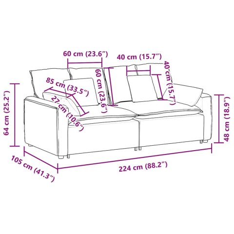 SOFA MODUŁOWA Z PODUSZKAMI CZARNA