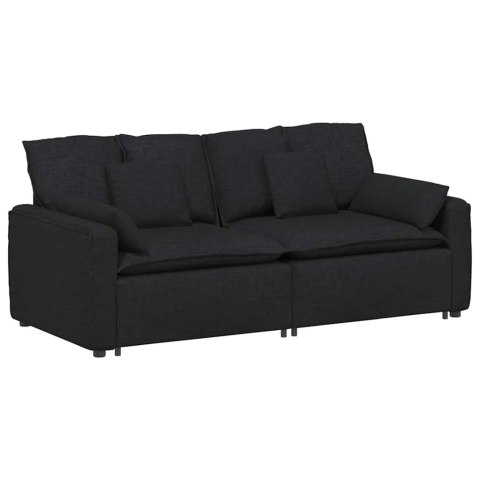 SOFA MODUŁOWA Z PODUSZKAMI CZARNA