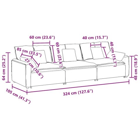 SOFA MODUŁOWA Z PODUSZKAMI JASNOSZARA