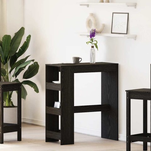 STOLIK BAROWY Z PÓŁKAMI CZARNY DĄB 90X40X103,5CM