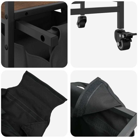 KOSZ NA PRANIE 2 PRZEGRODY Z KÓŁKAMI BRĄZOWY DĄB