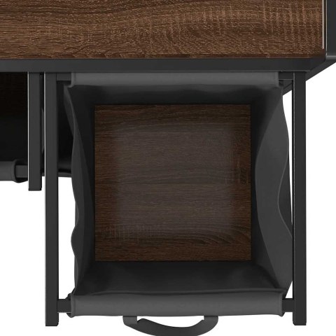 KOSZ NA PRANIE 2 PRZEGRODY Z KÓŁKAMI BRĄZOWY DĄB