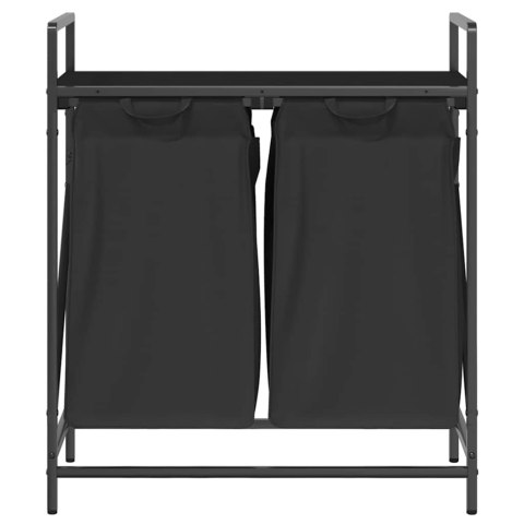 KOSZ NA PRANIE 2 PRZEGRODY Z PÓŁKĄ CZARNY DĄB